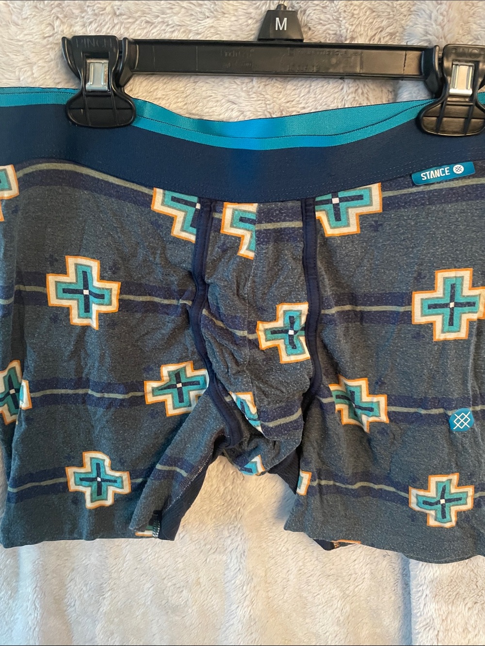 Stance Men’s Navy Boxer Briefs with Teal and Cream Geo Accents